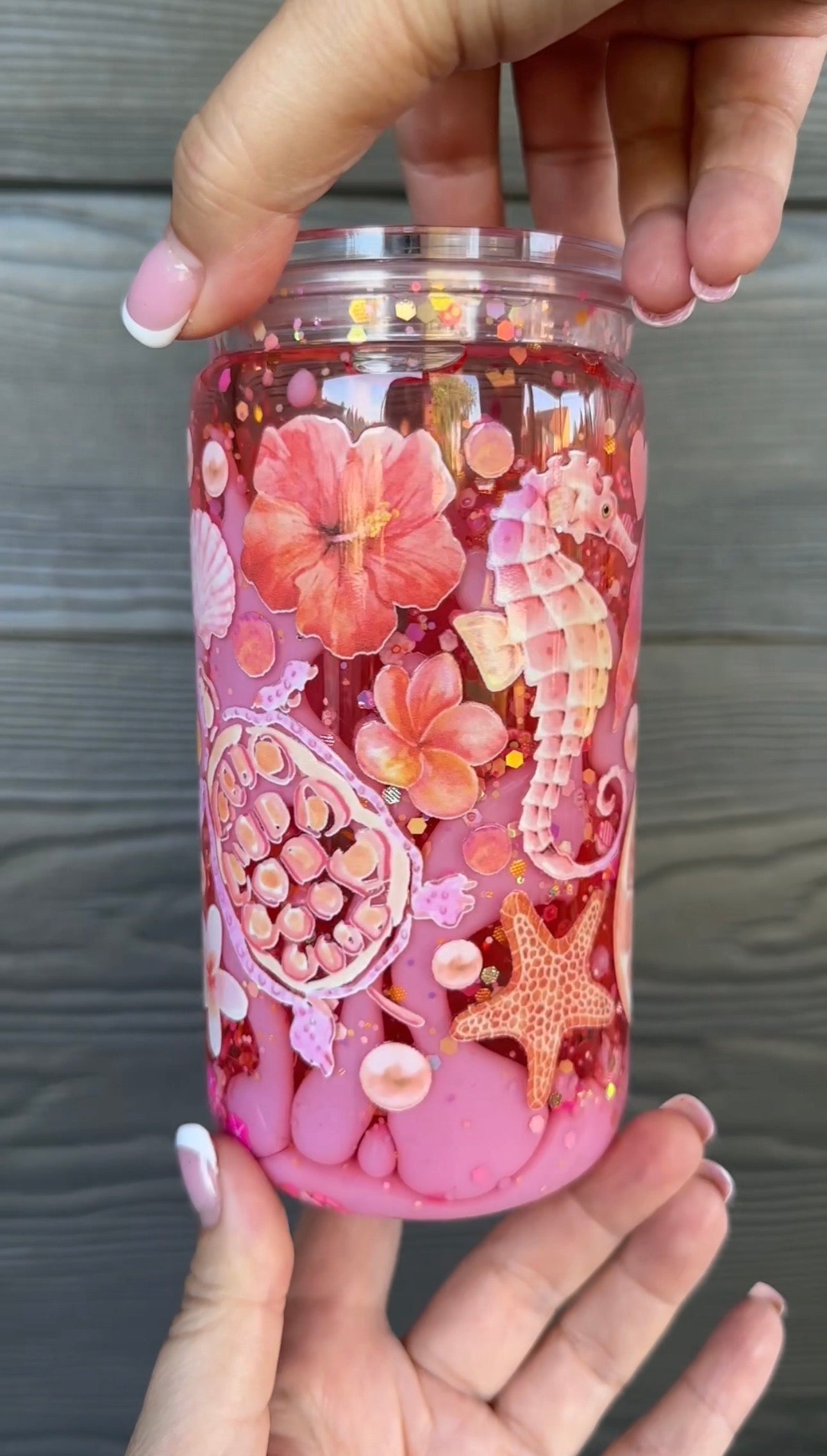 16oz Pink Sea Turtle Dual Lava Cup
