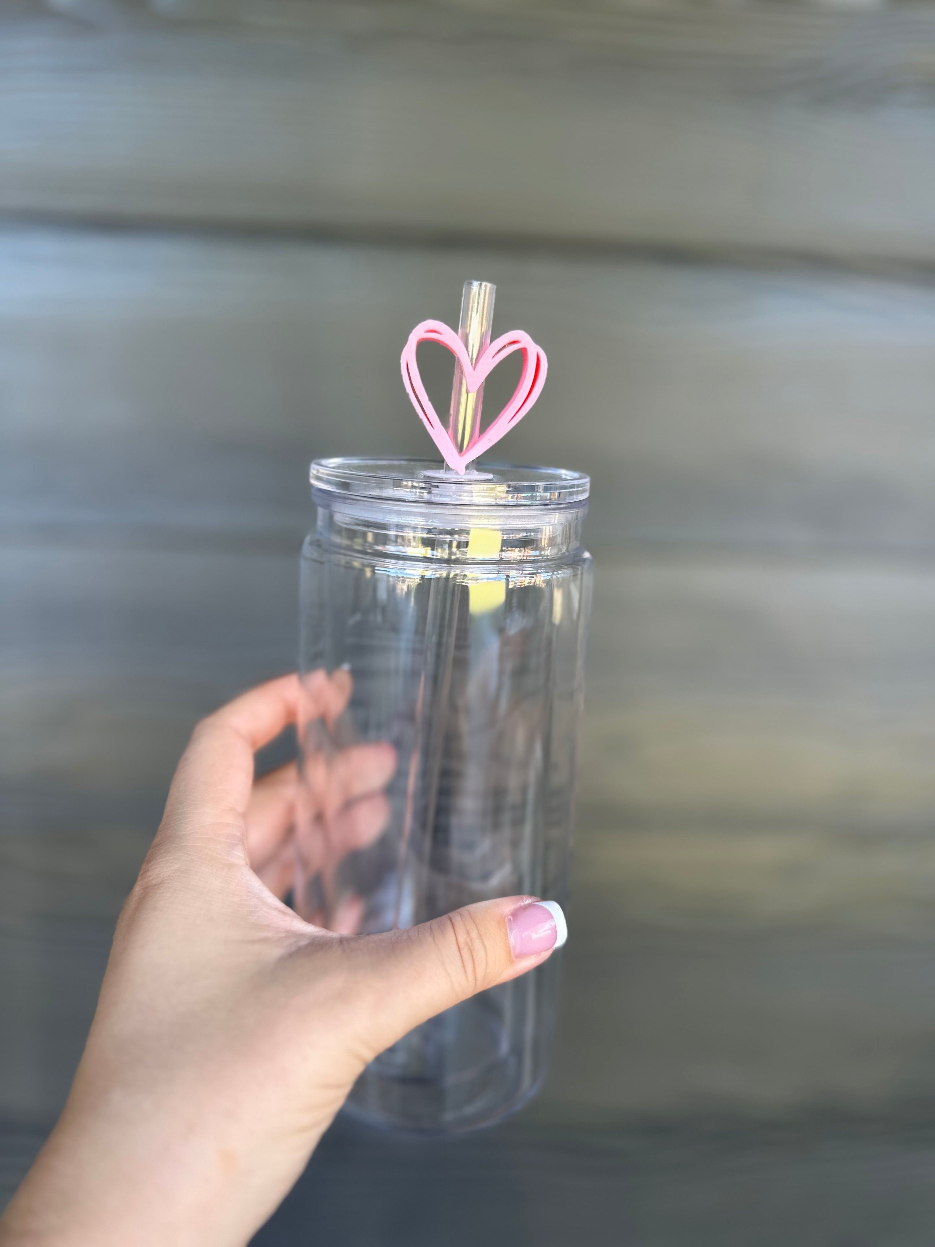 Light Pink Heart Straw Topper