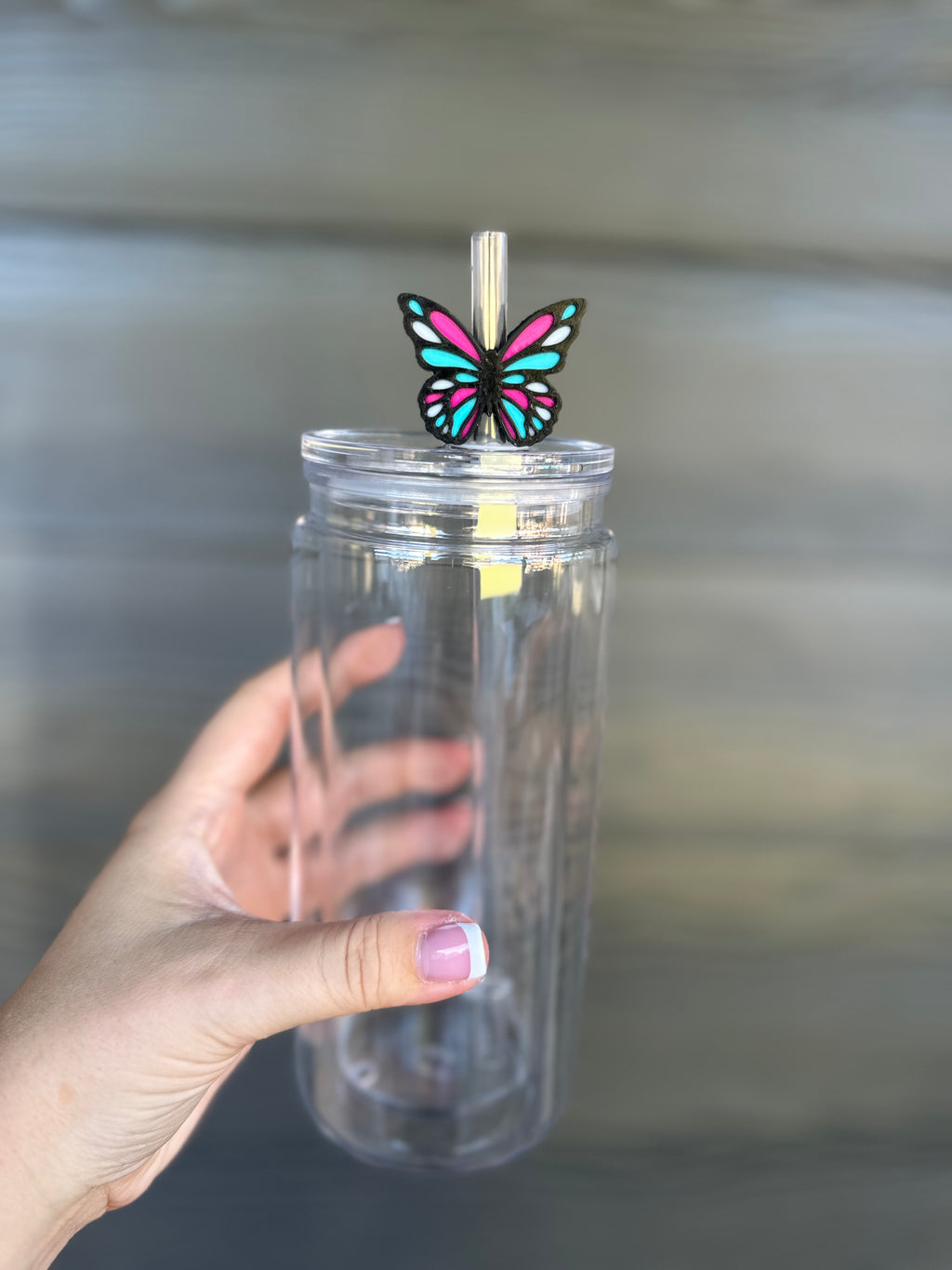 Pink and Blue Butterfly Straw Topper