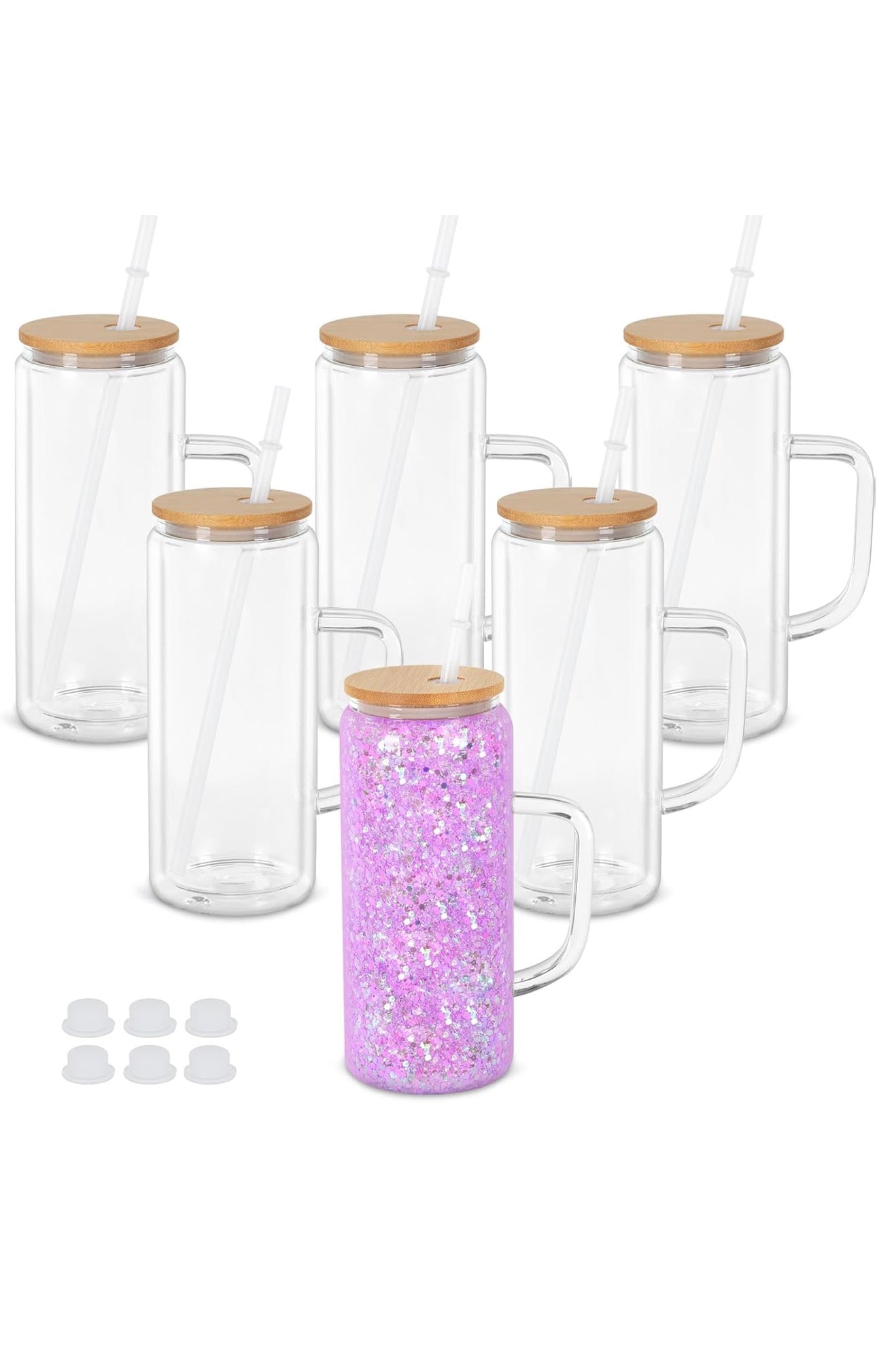 20oz Glass Snow Globe Tumbler w/ Handle