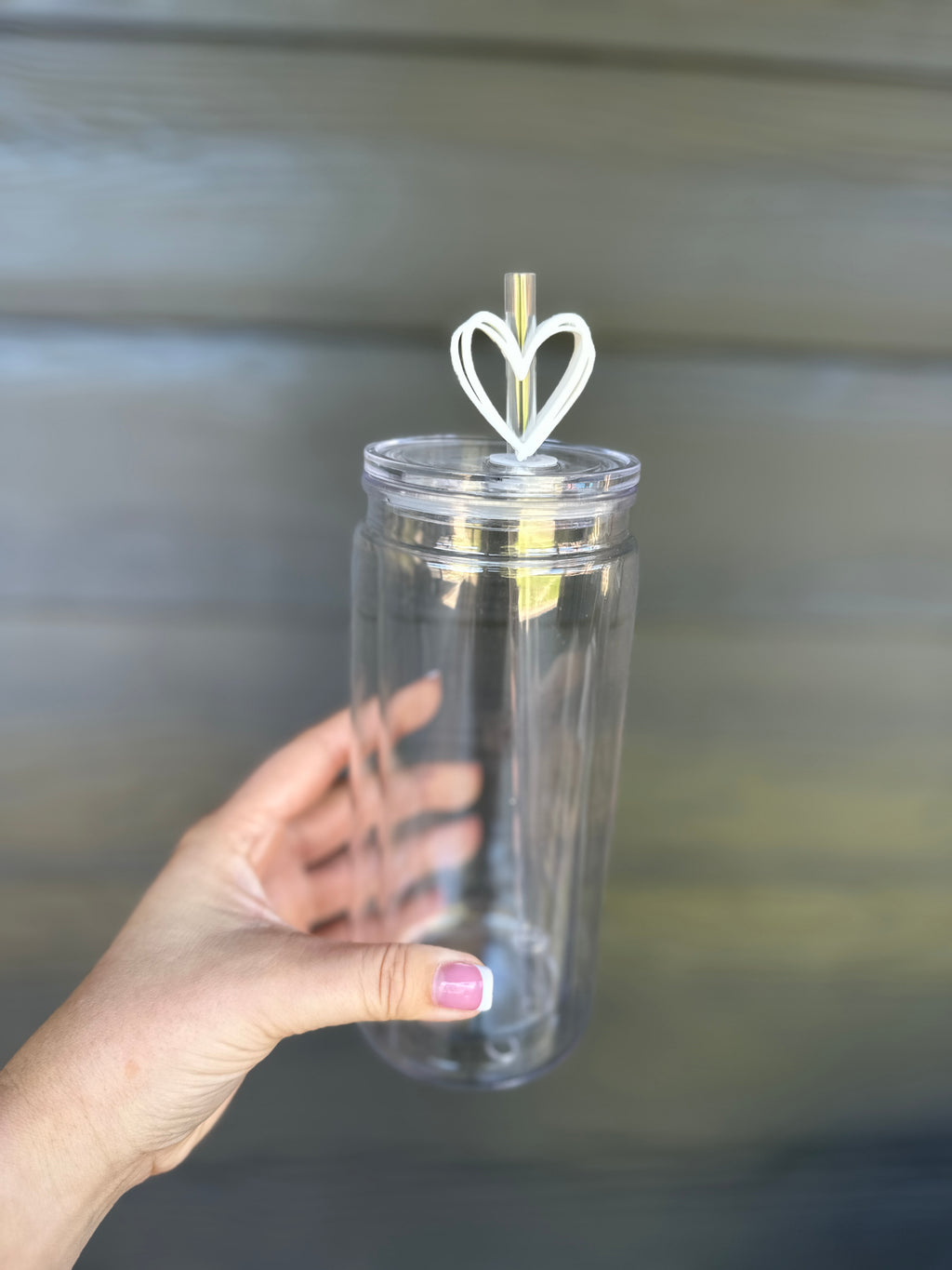 White Heart Straw Topper