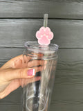 Pink Paw Print Straw Topper