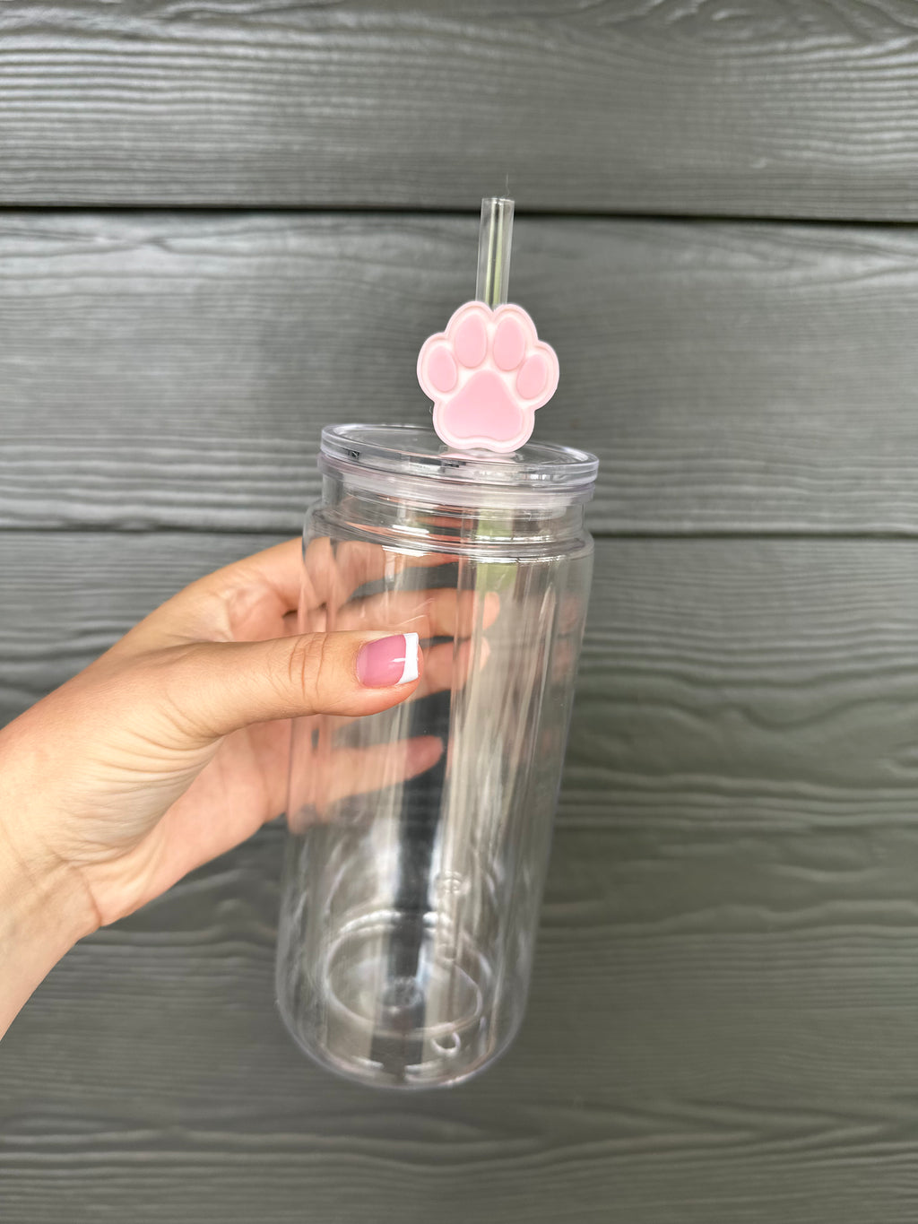 Pink Paw Print Straw Topper