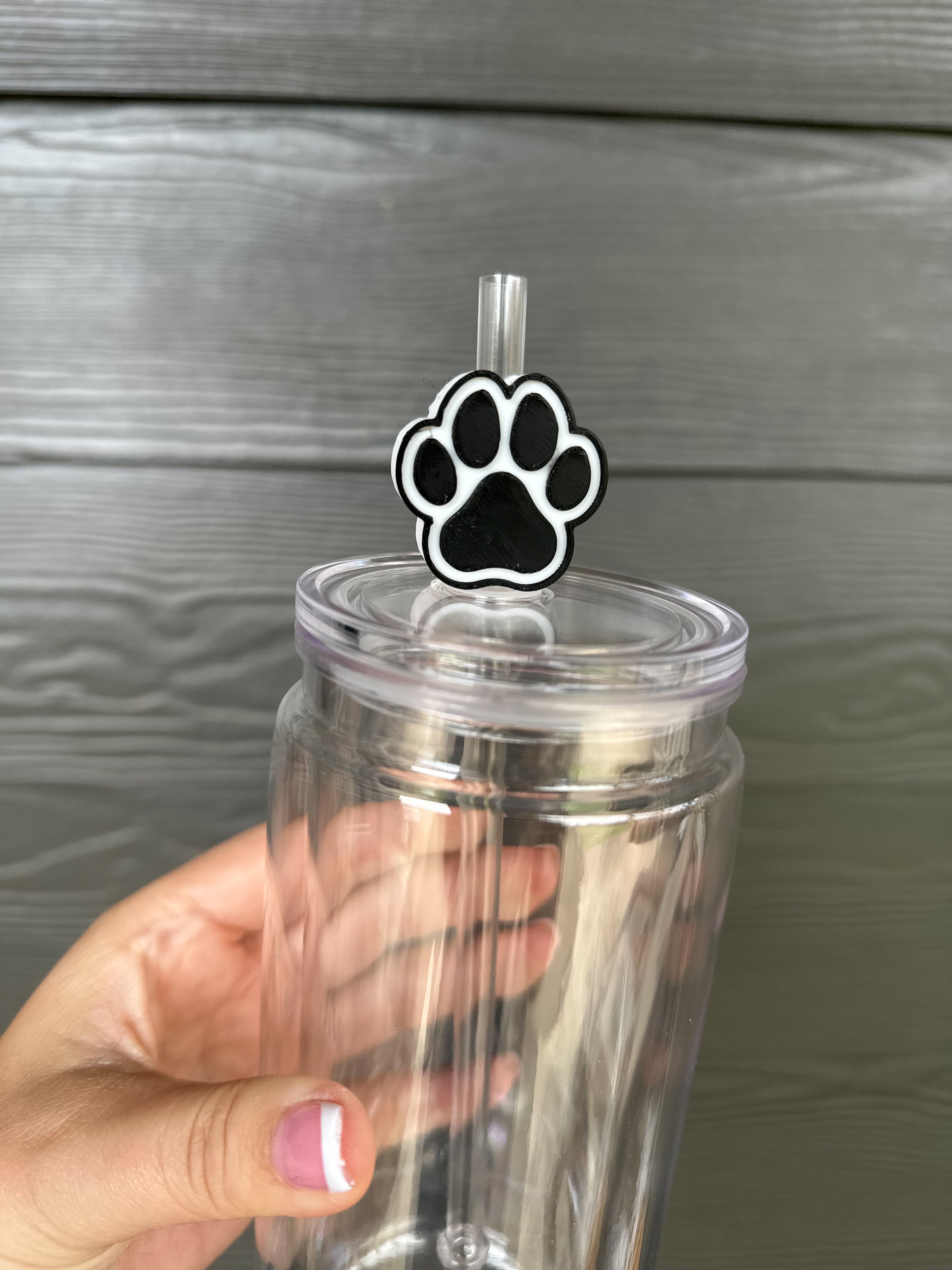 Black Paw Print Straw Topper