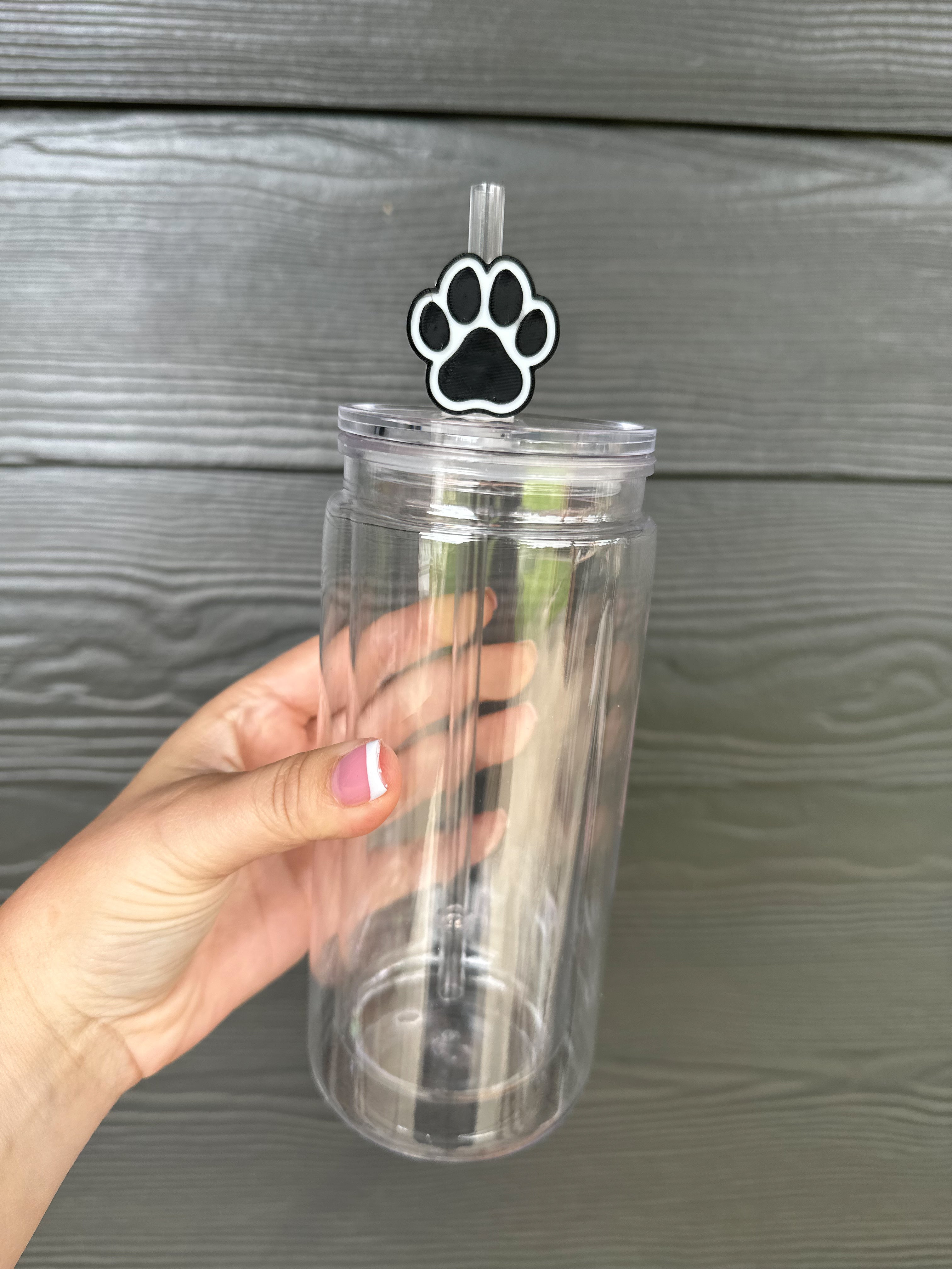 Black Paw Print Straw Topper