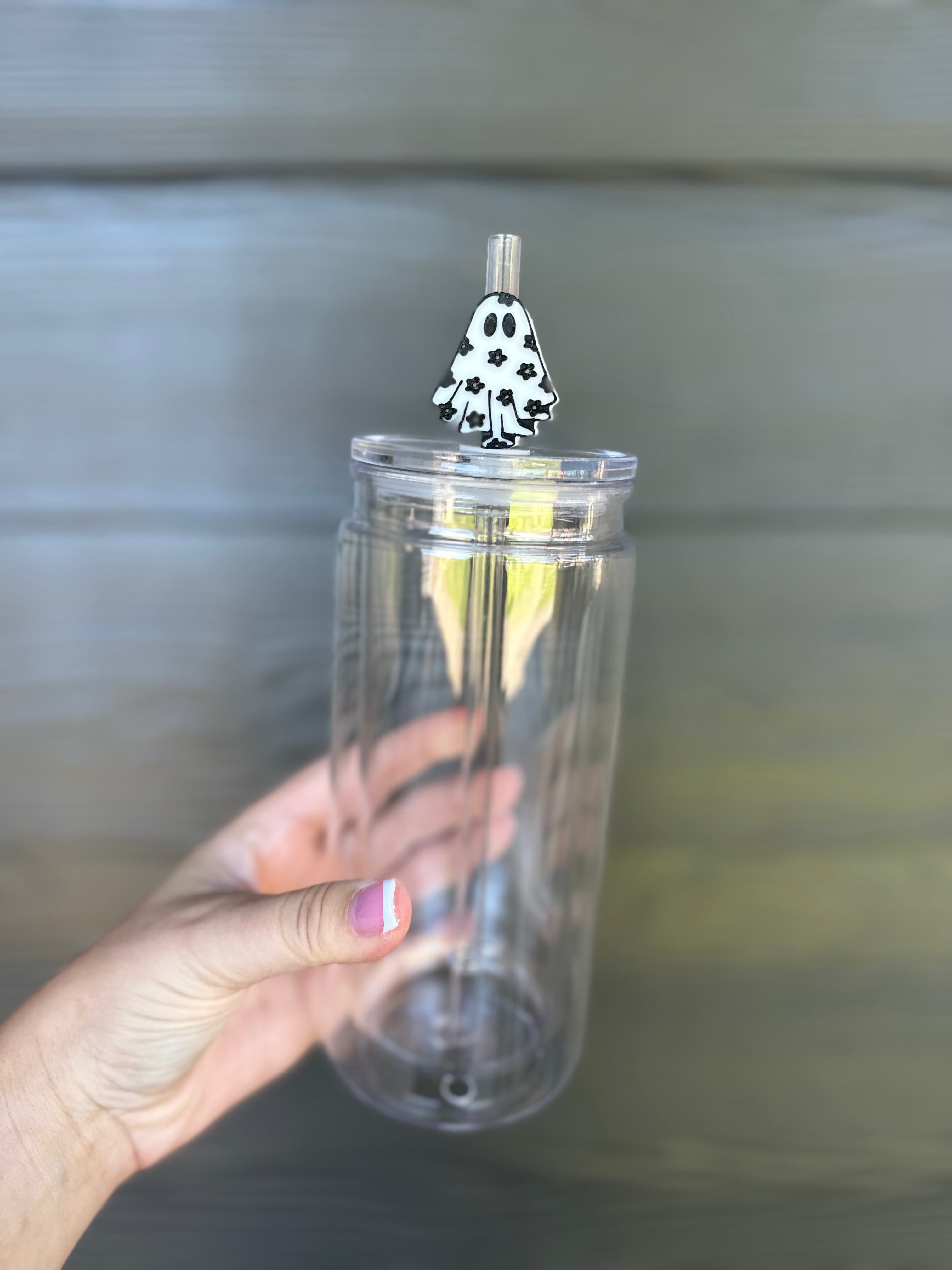 Floral Ghost Straw Topper