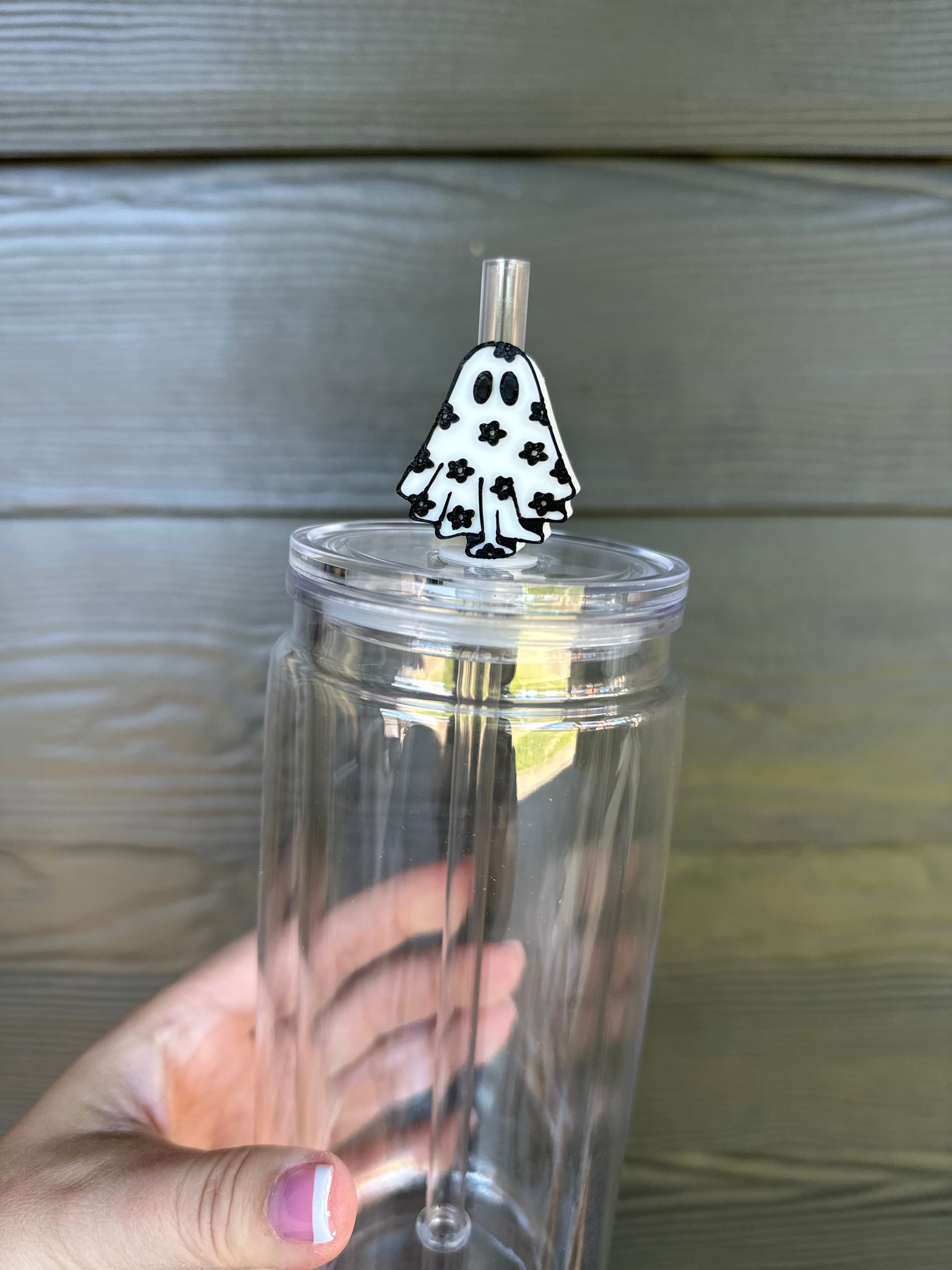 Floral Ghost Straw Topper