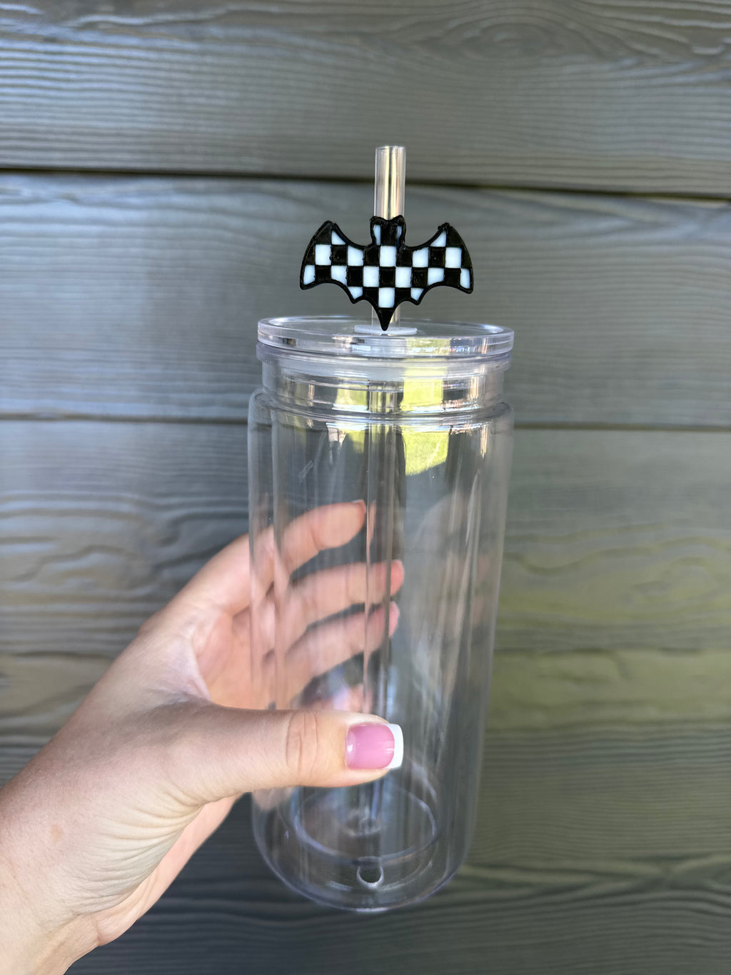 Checkered Bat Straw Topper