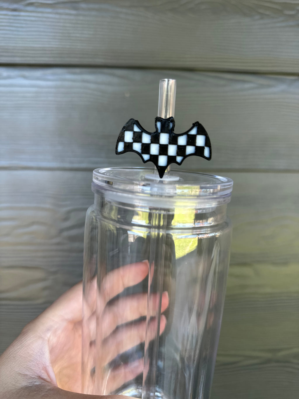 Checkered Bat Straw Topper