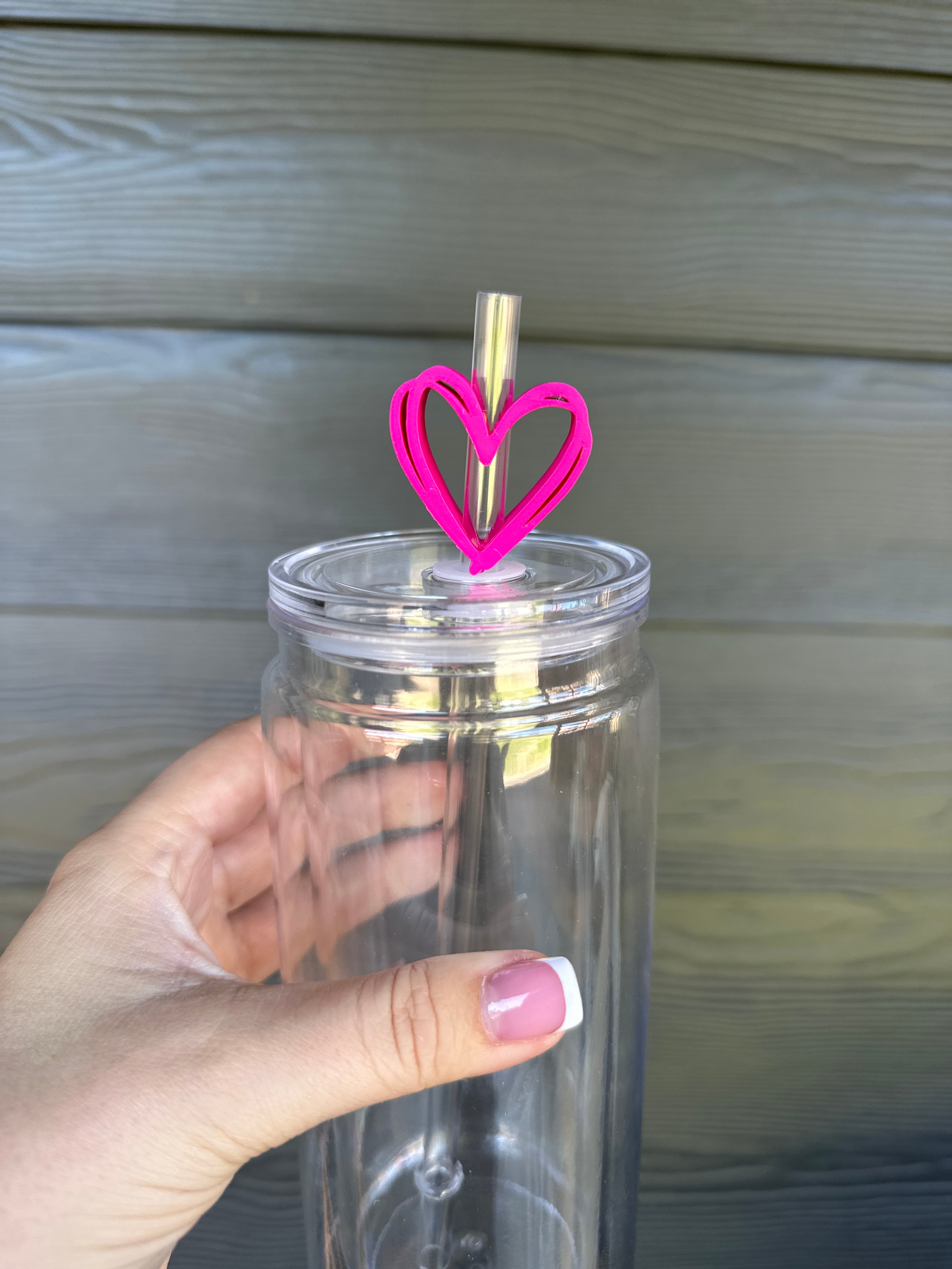 Hot Pink Heart Straw Topper