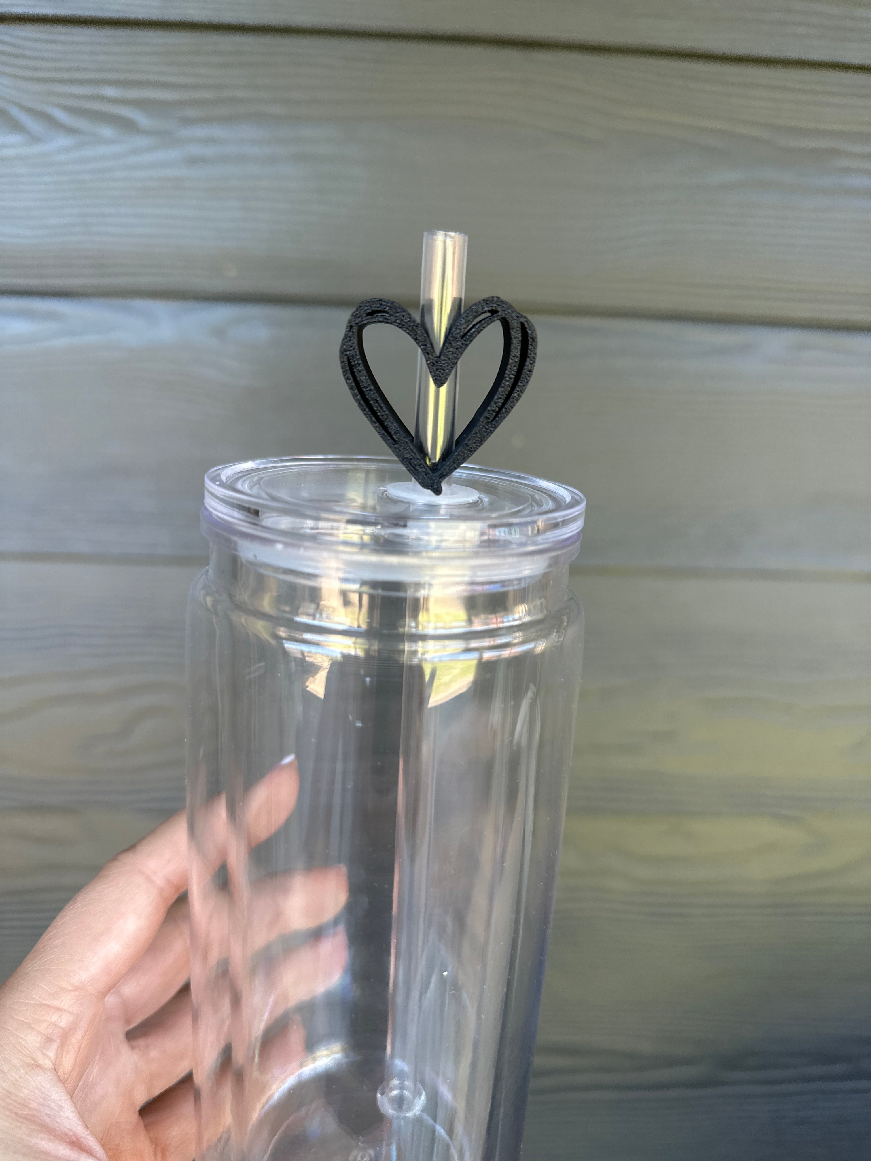 Black Heart Straw Topper