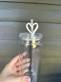 White Heart Straw Topper