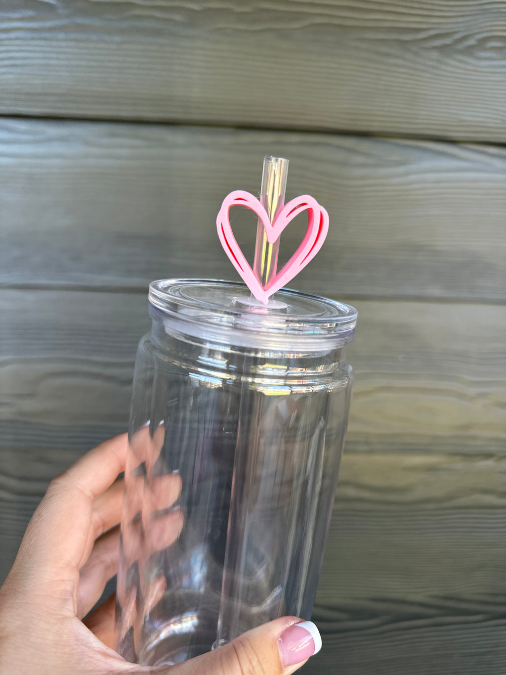 Light Pink Heart Straw Topper