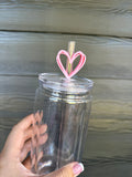 Light Pink Heart Straw Topper