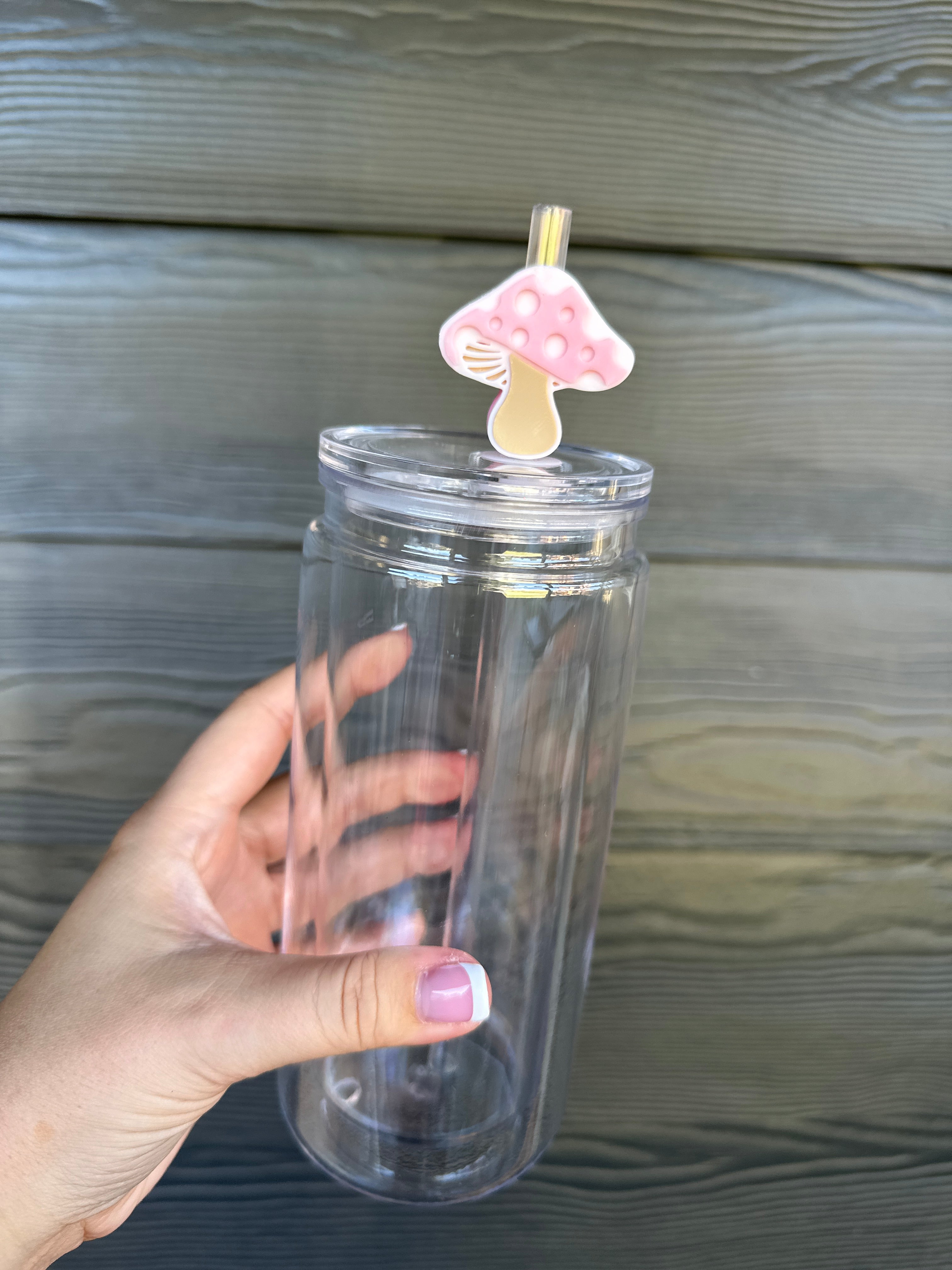 Pink Mushroom Straw Topper