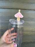 Pink Mushroom Straw Topper