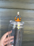 Checkered Pumpkin Straw Topper