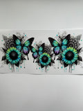 Blue Flowers and Butterflies